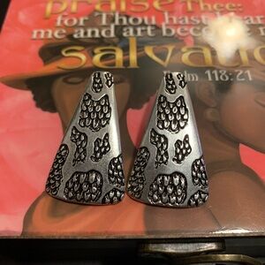 Silver and Black Textured Earrings